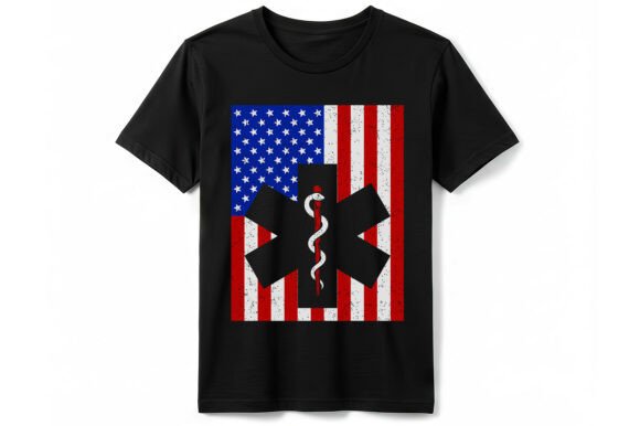 American Flag EMS Star of Life T-Shirt