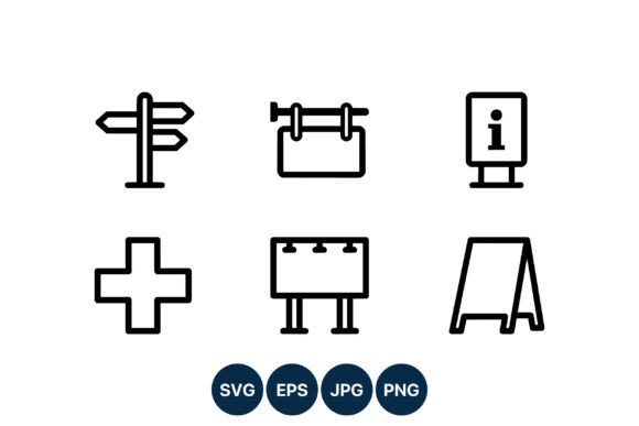 Black White Direction Signs Vector Icons