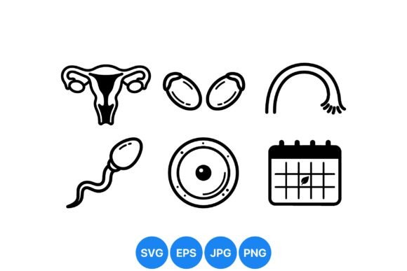Fertility Icon Line Art Set