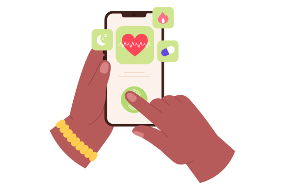 Health Care App. Person Use Mobile Medic