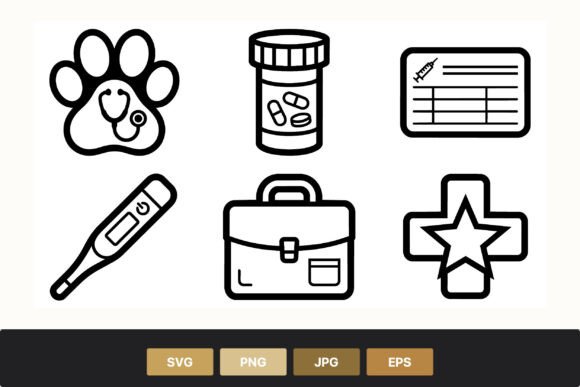 Veterinary Medicine Black and White Icon